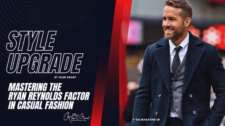 Banner image for the 'Style Upgrade' blog, featuring a modern, stylish design, and text highlighting the influence of Ryan Reynolds' casual fashion.